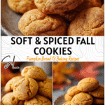 Soft pumpkin spice cookies on a rustic plate surrounded by autumn leaves for Super Easy Fall Desserts.